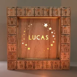 Personalised Fill Your Own Wooden Stars Advent Calendar Light Box