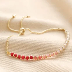 Jellycat Christmas Store 4 Adjustable Pink Ombre Stone Bracelet In Gold