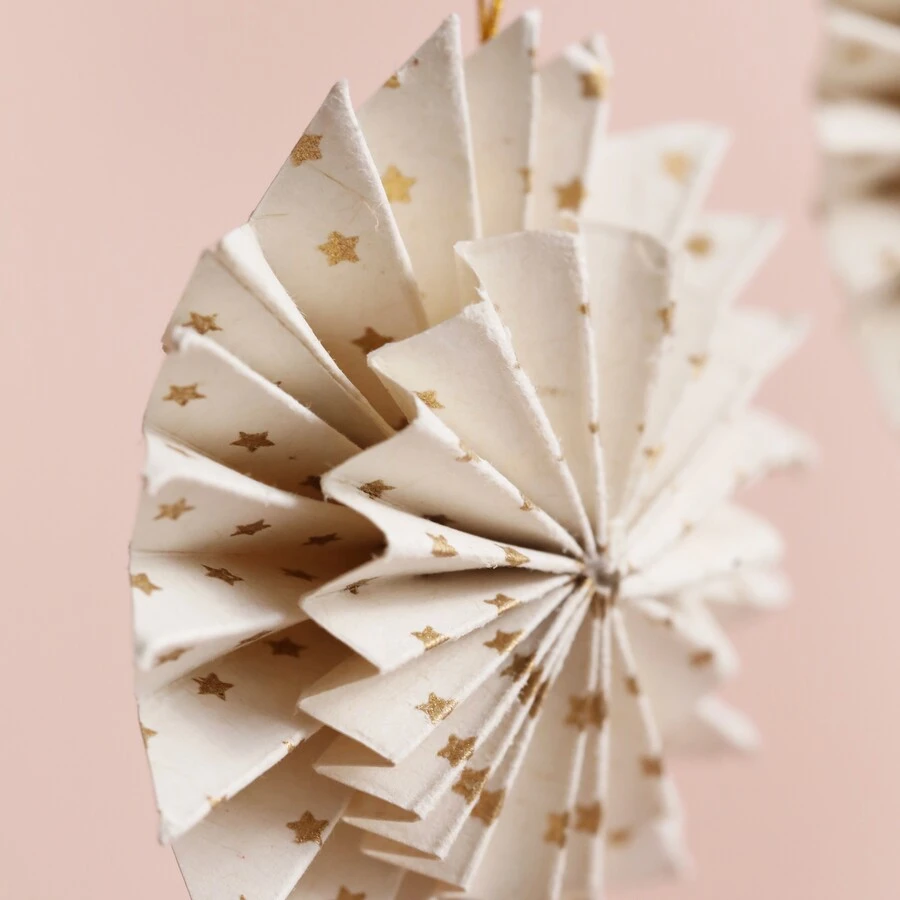 Afroart Set Of 2 White And Gold Layered Pinwheel Hanging Decorations 5 Afroart Set Of 2 White And Gold Layered Pinwheel Hanging Decorations - Image 3