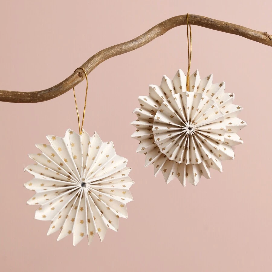 Afroart Set Of 2 White And Gold Layered Pinwheel Hanging Decorations 7 Afroart Set Of 2 White And Gold Layered Pinwheel Hanging Decorations - Image 5