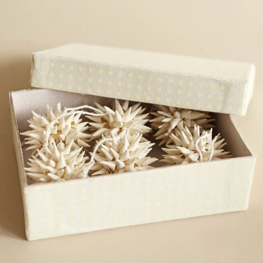 Afroart Set Of 6 White Kotte Hanging Decorations 4 Afroart Set Of 6 White Kotte Hanging Decorations - Image 2