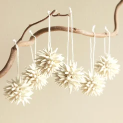 Afroart Set Of 6 White Kotte Hanging Decorations