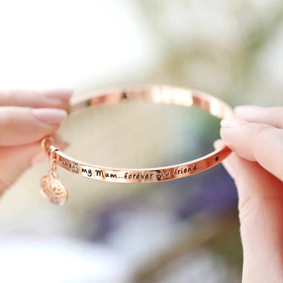 'Always My Mum' Meaningful Word Bangle In Rose Gold 4 'Always My Mum' Meaningful Word Bangle In Rose Gold - Image 2