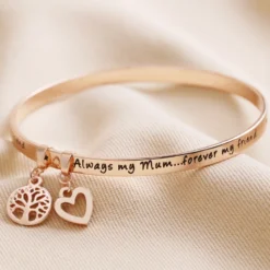 'Always My Mum' Meaningful Word Bangle In Rose Gold