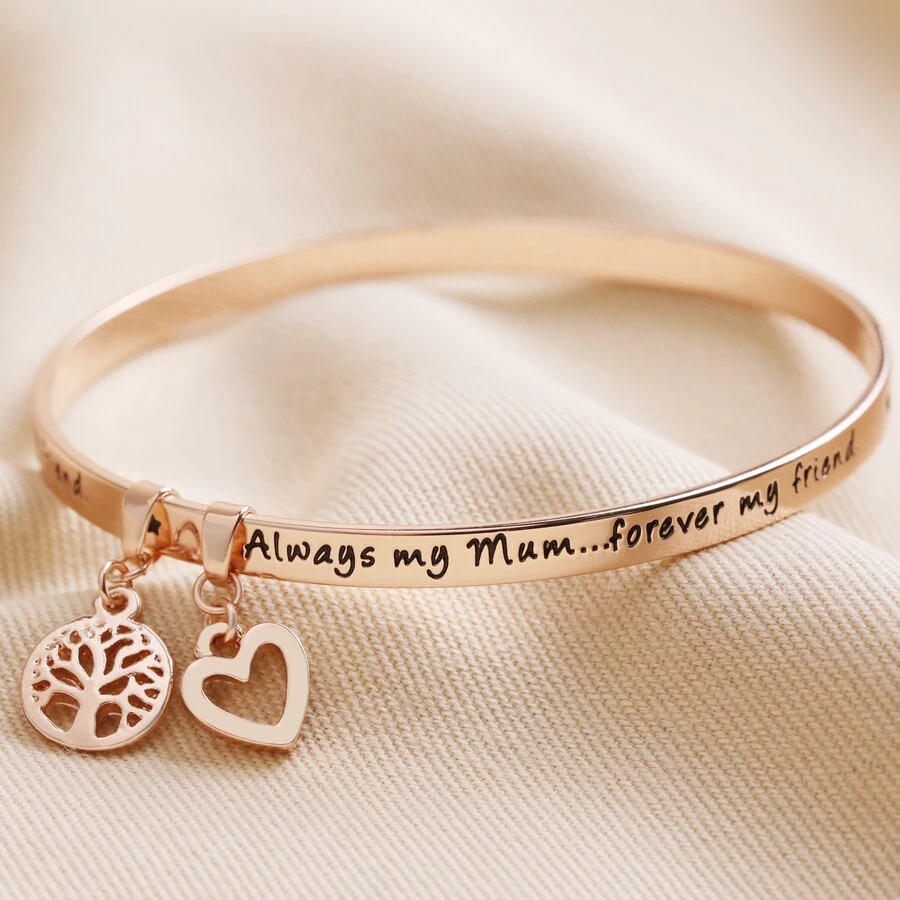 'Always My Mum' Meaningful Word Bangle In Rose Gold 3 'Always My Mum' Meaningful Word Bangle In Rose Gold
