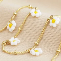 Beaded Daisy Satellite Chain Necklace In Gold -Jellycat Christmas Store beaded daisy satellite chain necklace gold 4x3a5457 900x900 1