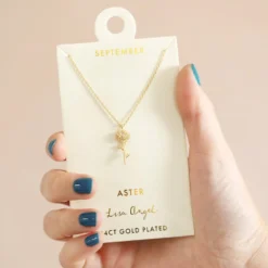 Birth Flower Pendant Necklace In Gold