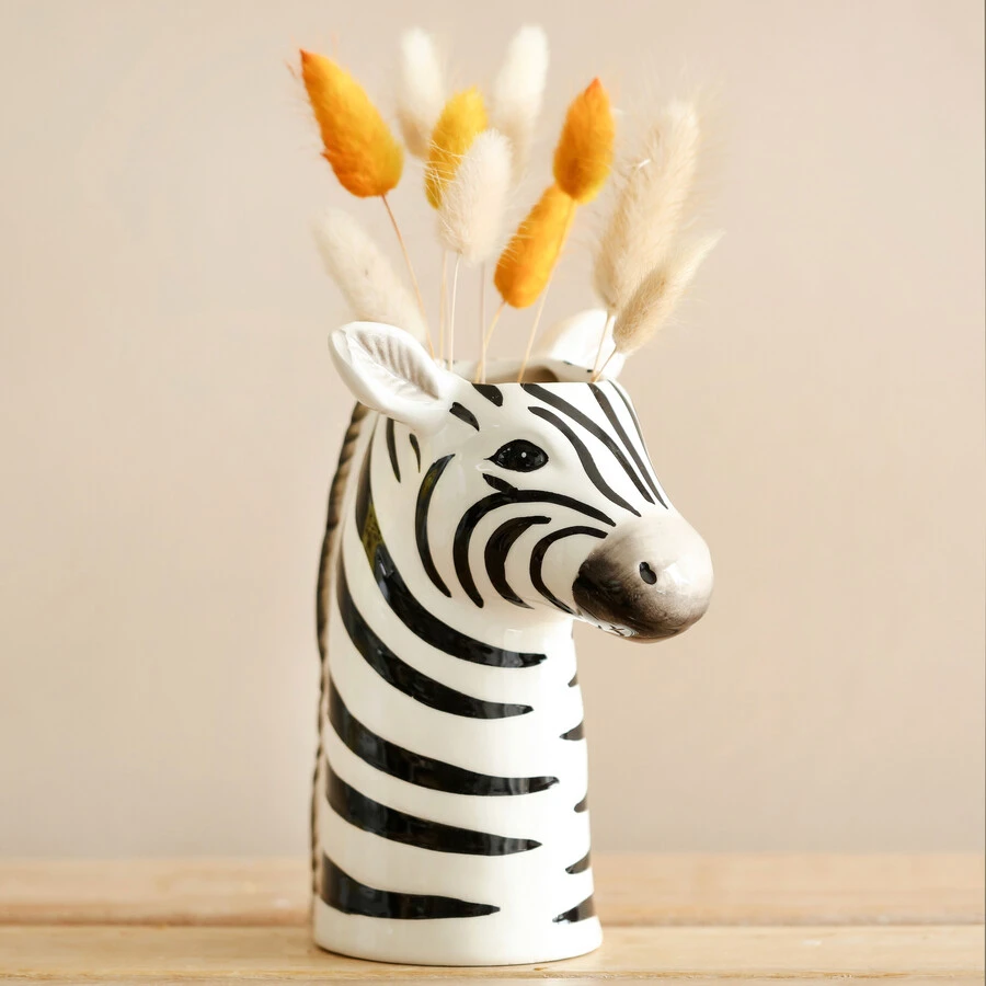 Ceramic Zebra Head Vase, H17cm 3 Ceramic Zebra Head Vase, H17cm