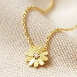 Daisy Charm Necklace In Gold