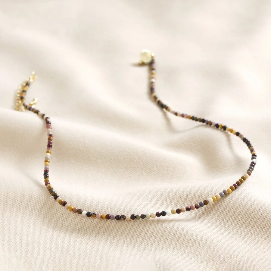 Delicate Brown Stone Beaded Necklace 6 Delicate Brown Stone Beaded Necklace - Image 4