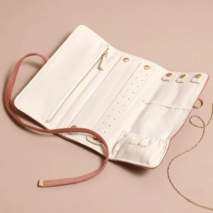 Dusky Pink Velvet Jewellery Roll 5 Dusky Pink Velvet Jewellery Roll - Image 3