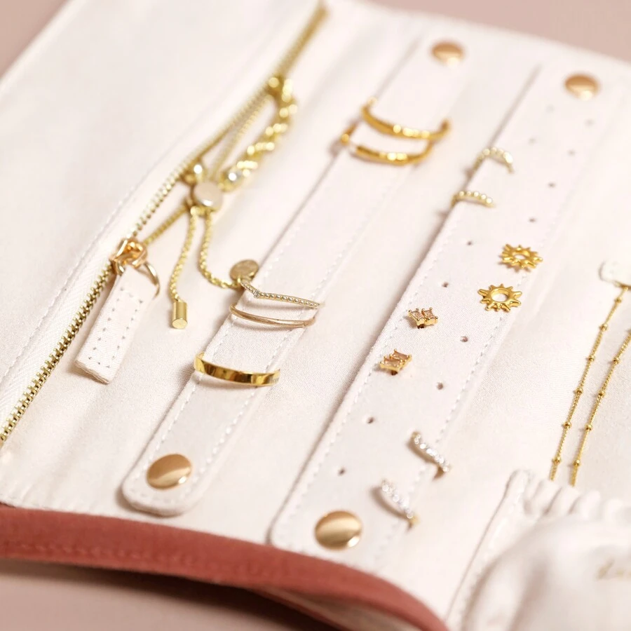 Dusky Pink Velvet Jewellery Roll 4 Dusky Pink Velvet Jewellery Roll - Image 2