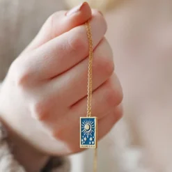 Enamel Blue Moon Tarot Card Pendant Necklace In Gold -Jellycat Christmas Store enamel blue moon tarot card pendant necklace gold 4x3a0423 2 900x900 1