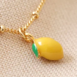 Enamel Lemon Charm Anklet In Gold -Jellycat Christmas Store enamel lemon charm anklet gold 4x3a6638 900x900 1