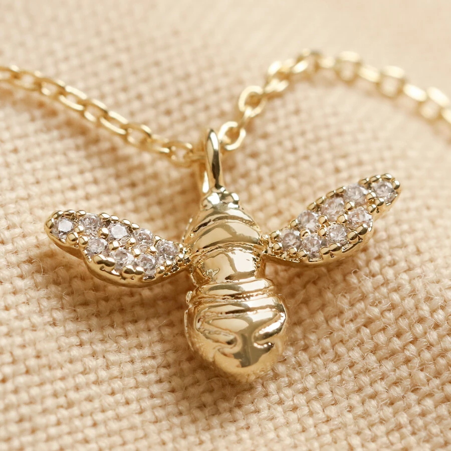 Estella Bartlett Cubic Zirconia Bee Pendant Necklace In Gold 3 Estella Bartlett Cubic Zirconia Bee Pendant Necklace In Gold