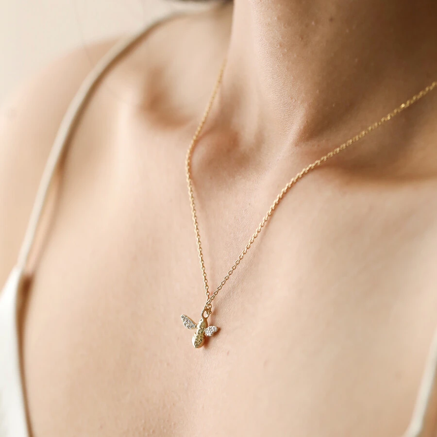 Estella Bartlett Cubic Zirconia Bee Pendant Necklace In Gold 4 Estella Bartlett Cubic Zirconia Bee Pendant Necklace In Gold - Image 2