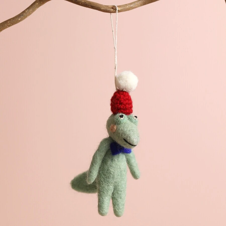 Afroart Felt Christmas Crocodile Hanging Decoration 3 Afroart Felt Christmas Crocodile Hanging Decoration