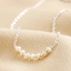 Freshwater Pearl Chain Necklace In Silver