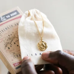 Gold Stainless Steel Coin Pendant Necklace