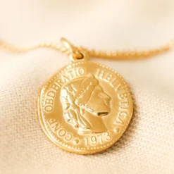 Gold Stainless Steel Coin Pendant Necklace -Jellycat Christmas Store gold stainless steel coin pendant necklace o21a8479 900x900 1