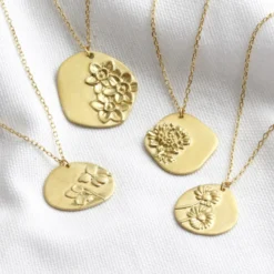 Gold Sterling Silver Cast Birth Flower Necklace -Jellycat Christmas Store gold sterling silver cast birth flower necklace 0v8a9272 900x900 1