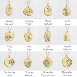 Gold Sterling Silver Cast Birth Flower Necklace -Jellycat Christmas Store gold sterling silver cast birth flower necklaces pendants 900x900 1