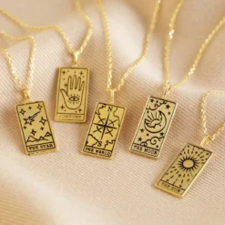 Gold The Moon Tarot Card Pendant Necklace -Jellycat Christmas Store gold tarot card pendant necklaces o21a2824 900x900 1