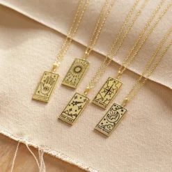 Gold The Moon Tarot Card Pendant Necklace -Jellycat Christmas Store gold tarot card pendant necklaces o21a2840 900x900 1