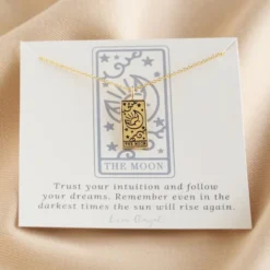 Gold The Moon Tarot Card Pendant Necklace -Jellycat Christmas Store gold the moon tarot card pendant necklace o21a2800 900x900 1
