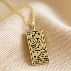 Gold The Moon Tarot Card Pendant Necklace