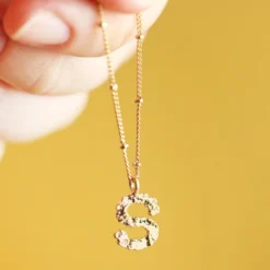 Hammered Initial Charm Necklace In Gold -Jellycat Christmas Store hammered initial charm necklace gold o21a0742 900x900 1