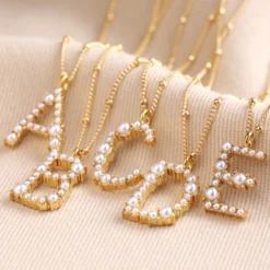 Irregular Pearl Initial Necklace In Gold