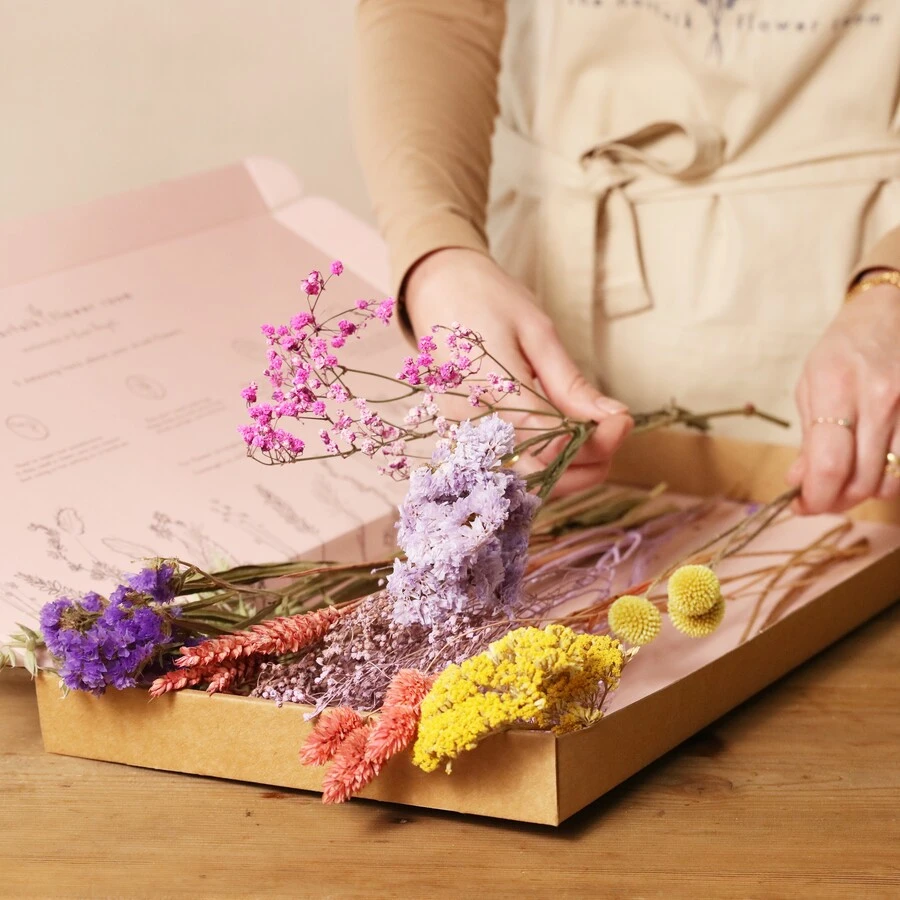 Long Stem Bright Dried Flower Letterbox Bouquet 3 Long Stem Bright Dried Flower Letterbox Bouquet