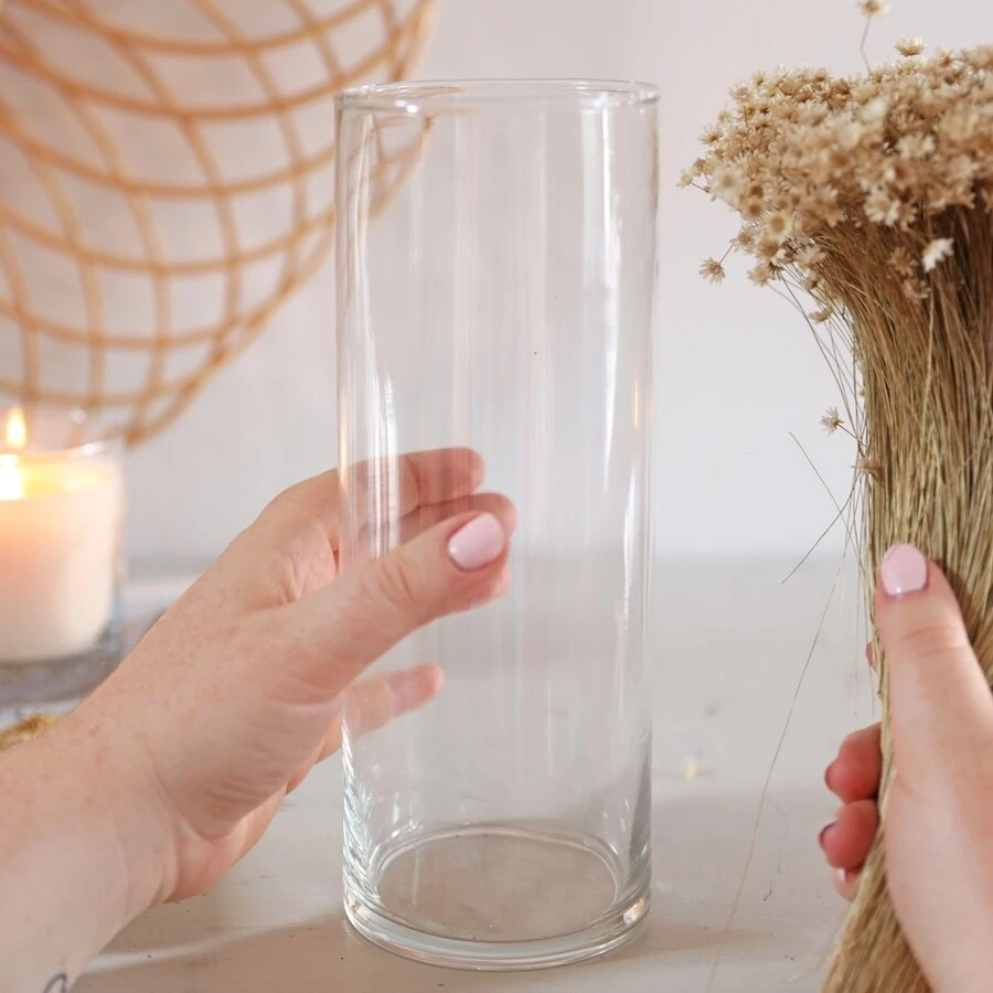 Medium Cylinder Glass Vase, H24cm 5 Medium Cylinder Glass Vase, H24cm - Image 3