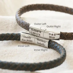 Men's Personalised Antiqued Woven Leather Bracelet 21 Men's Personalised Antiqued Woven Leather Bracelet -Jellycat Christmas Store mens personalised antique bracelet collage 900x900 1