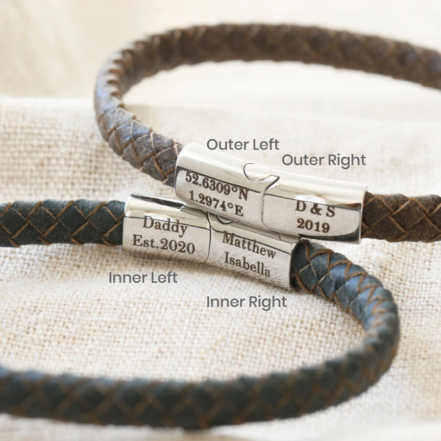Men's Personalised Antiqued Woven Leather Bracelet 12 Men's Personalised Antiqued Woven Leather Bracelet - Image 10