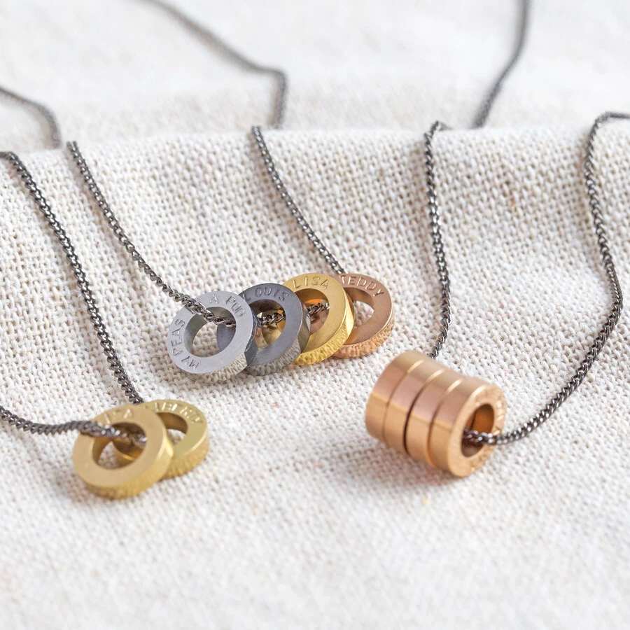 Men's Personalised Mixed Metal 'Family' Bead Necklace 3 Men's Personalised Mixed Metal 'Family' Bead Necklace