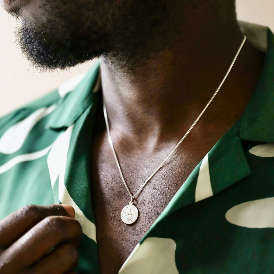 Men's Personalised Sterling Silver St Christopher Pendant Necklace 8 Men's Personalised Sterling Silver St Christopher Pendant Necklace - Image 6