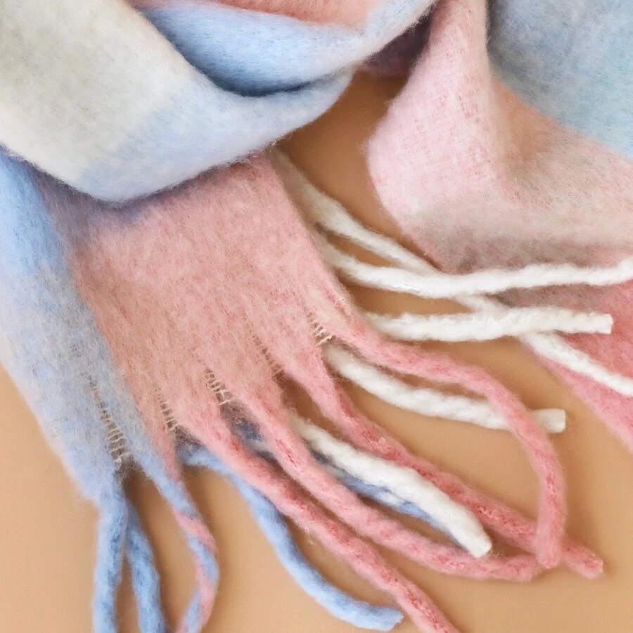 Pastel Multicoloured Check Winter Scarf 5 Pastel Multicoloured Check Winter Scarf - Image 3