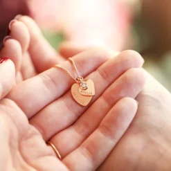 Personalised Double Heart And Birthstone Charm Necklace -Jellycat Christmas Store personalised double heart and birthstone charm necklace 0v8a3268 900x900 1