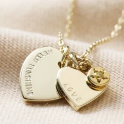 Personalised Double Heart And Birthstone Charm Necklace -Jellycat Christmas Store personalised double heart and birthstone charm necklace 4x3a9932 900x900 1
