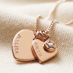 Personalised Double Heart And Birthstone Charm Necklace -Jellycat Christmas Store personalised double heart and birthstone charm necklace 4x3a9936 900x900 1