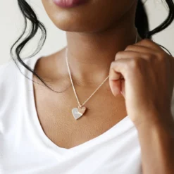 Personalised Double Wide Heart Charm Necklace -Jellycat Christmas Store personalised double wide heart charm necklace 0v8a5134 900x900 1