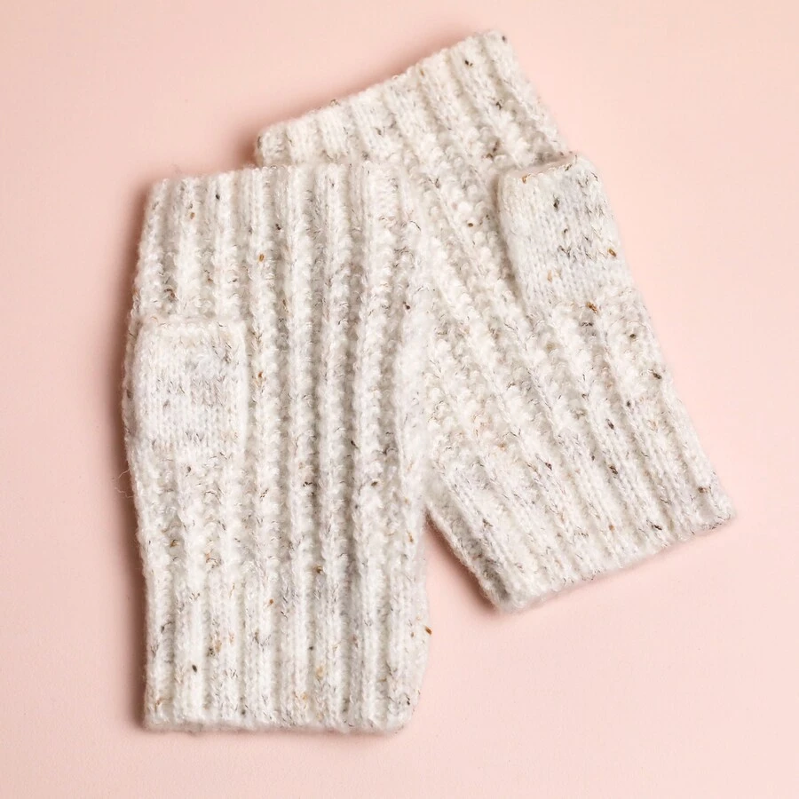 Personalised Embroidered Knitted Hand Warmers In Marled Cream 7 Personalised Embroidered Knitted Hand Warmers In Marled Cream - Image 5
