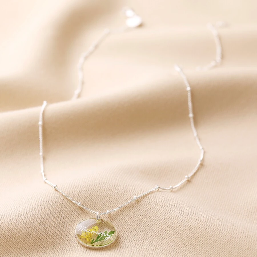 Personalised Engraved Pressed Birth Flower Pendant Necklace 6 Personalised Engraved Pressed Birth Flower Pendant Necklace - Image 4