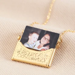 Personalised Envelope Locket Necklace With Hidden Photo Charm -Jellycat Christmas Store personalised envelope locket necklace with hidden photo charm o21a4128 900x900 1