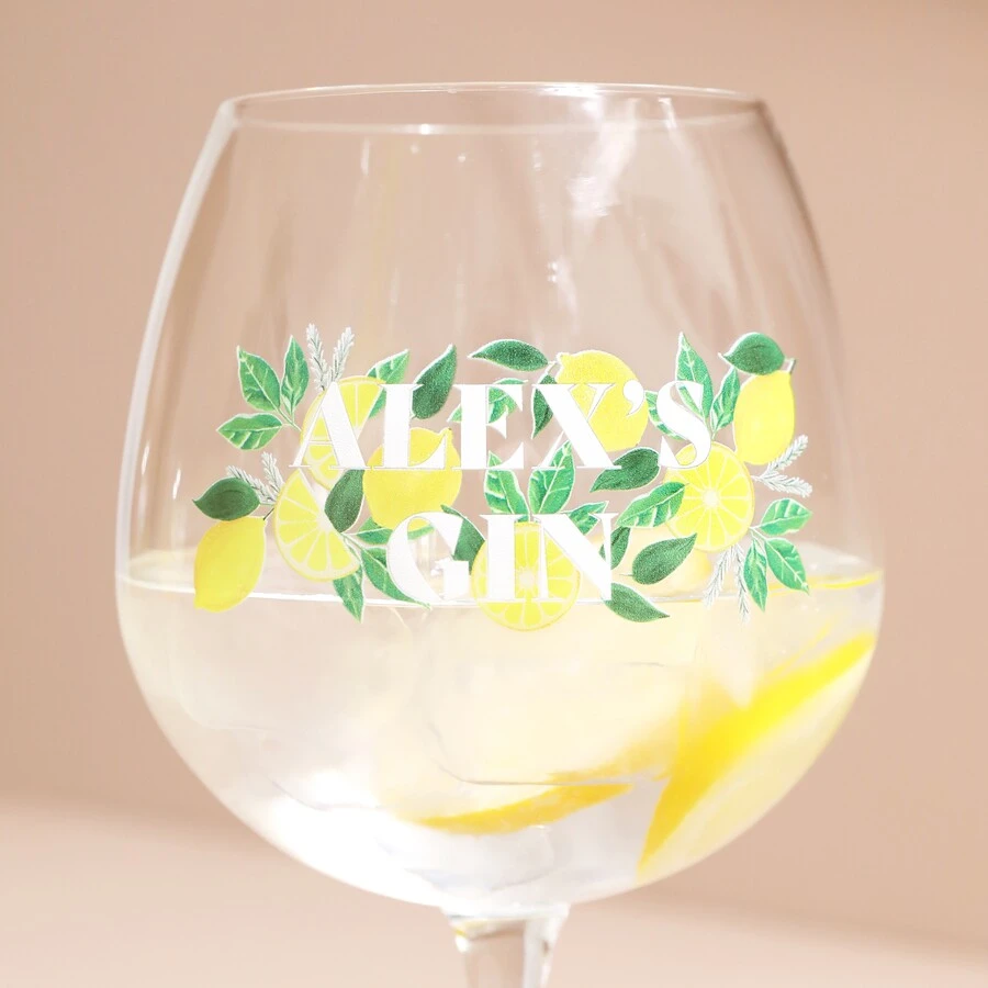 Personalised Lemons Balloon Gin Glass 4 Personalised Lemons Balloon Gin Glass - Image 2