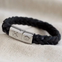 Men's Personalised Thick Woven Leather Bracelet 19 Men's Personalised Thick Woven Leather Bracelet -Jellycat Christmas Store personalised mens thick brown woven leather bracelet o21a3453 copy 900x900 1