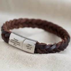 Men's Personalised Thick Woven Leather Bracelet 18 Men's Personalised Thick Woven Leather Bracelet -Jellycat Christmas Store personalised mens thick brown woven leather bracelet o21a3457 copy 900x900 1