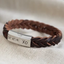 Men's Personalised Thick Woven Leather Bracelet 21 Men's Personalised Thick Woven Leather Bracelet -Jellycat Christmas Store personalised mens thick brown woven leather bracelet o21a3459 copy 900x900 1